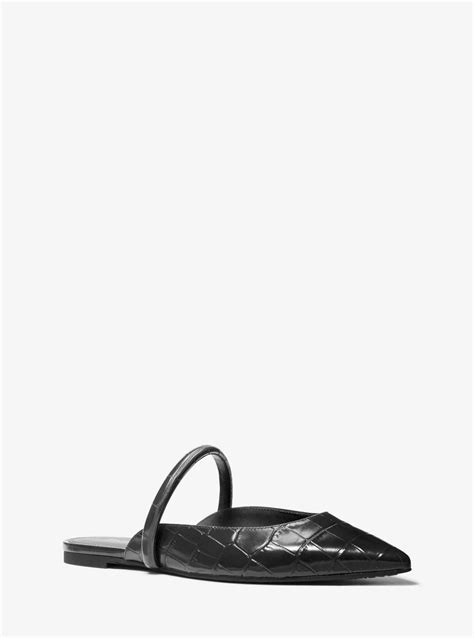 michael michael kors jessa flex crocodile embossed leather mule|Michael Kors.